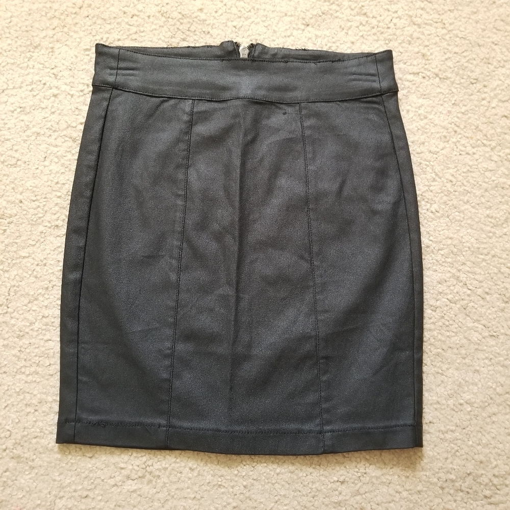 Black Faux Leather Miniskirt